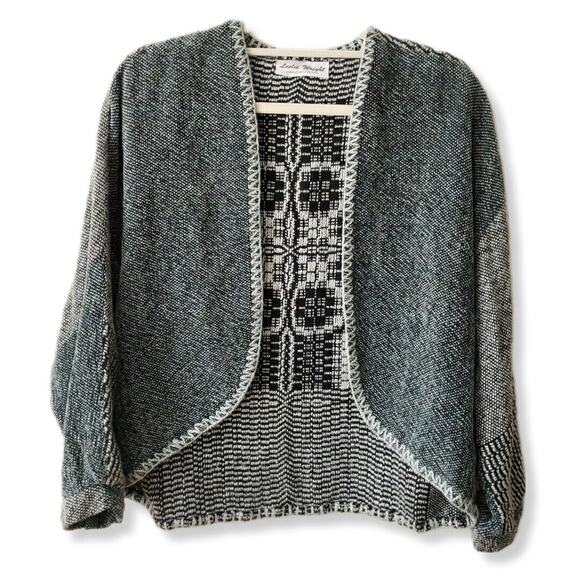 Women Hand Knit Chenille Cardigan Sweater OS Lagenlook Neutral Cozy Fall Scandi - Picture 1 of 10